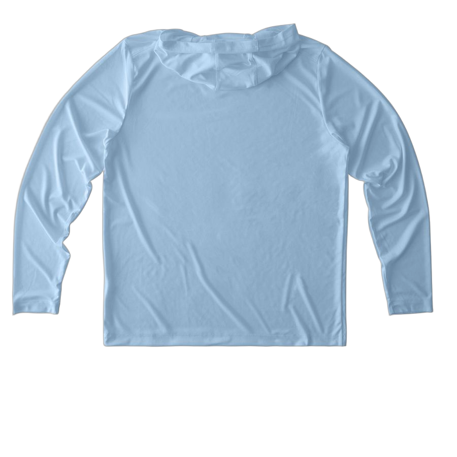 Light Blue UV Performance Long Sleeve Hoodie - Back
